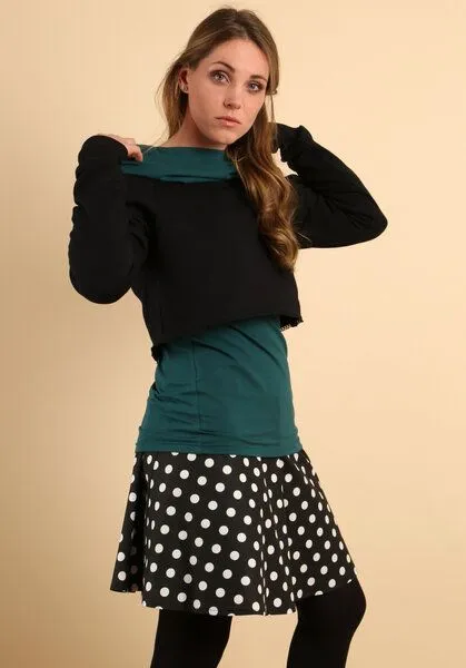 Die rote Zora Die rote Zora Damen Kurzsweater aus Bio-Baumwolle, Schwarz, – Produktbild 3 von 4