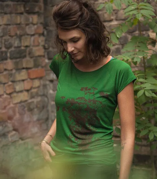 päfjes päfjes Pflanzen Kolibri V2 - Fair gehandeltes Tencel Frauen T-Shirt, Grün, – Produktbild 1 von 3
