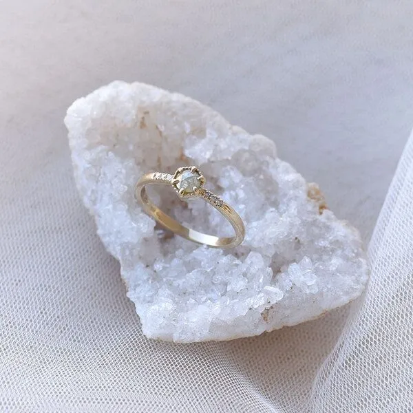 Eppi Eppi Goldring mit gelben Salt'n'Pepper Diamant Granella, Rosa, – Produktbild 3 von 4