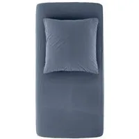 hessnatur hessnatur Perkal Spannbettlaken aus reiner Bio-Baumwolle, Stahlblau, – Produktbild 2 von 4