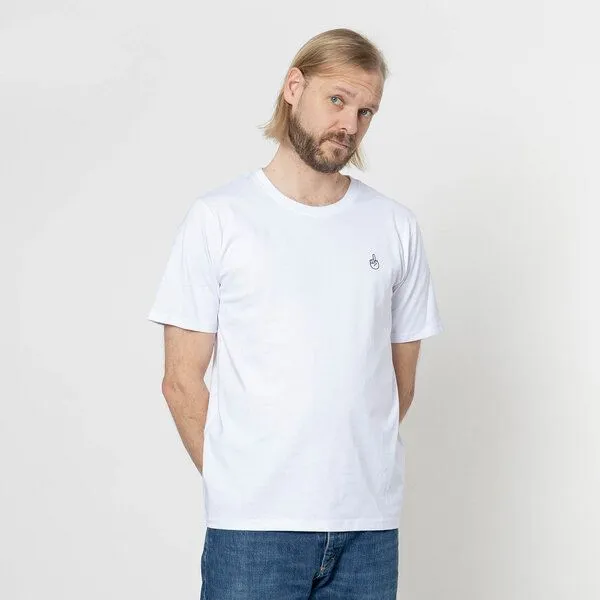 Fyngers Fyngers Unisex T-Shirt aus Biobaumwolle - Modell F*CK YOU mit gestickter Veredelung, Weiss, – Produktbild 3 von 4