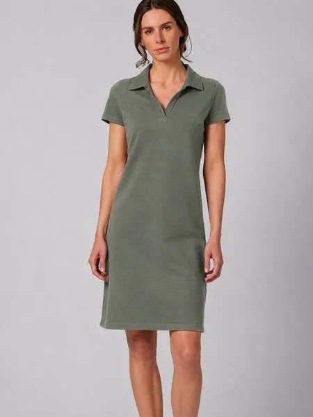 HempAge HempAge Kurzarmkleid mit Polokragen Hanf/Biobaumwolle, Moss (grün), – Produktbild 2 von 4