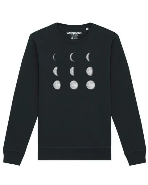 watapparel watapparel Sweatshirt Unisex Moonphases, Black, – Produktbild 1 von 3
