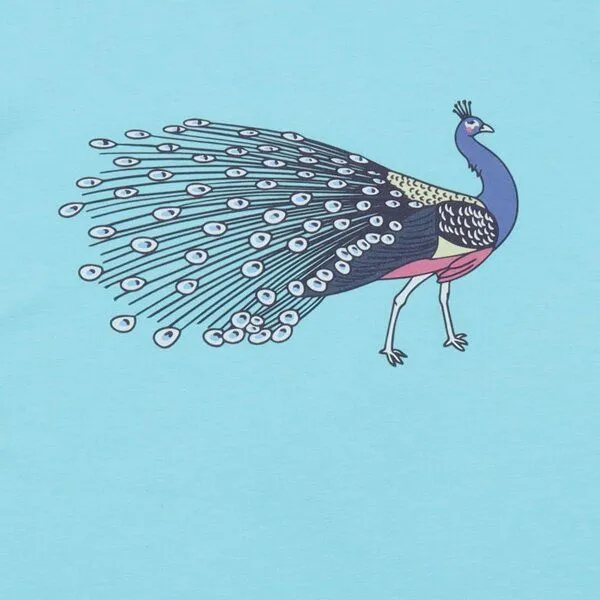 Walkiddy Walkiddy Kinder T-Shirt GOTS zertifiziert, hellblau, Pfau-Print „Fancy Peacocks“, Bio-Baumwolle, weich, Blau, – Produktbild 2 von 3