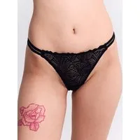 erlich textil erlich textil Fluid Lace String mit Spitze aus recyceltem Polyamid, made in Europe, Schwarz, – Produktbild 1 von 3