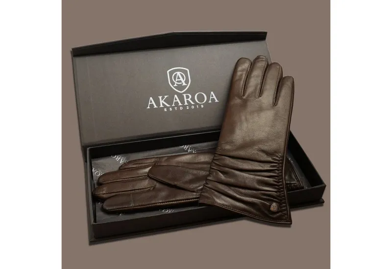 Akaroa Akaroa Lederhandschuhe BEA, Braun|schwarz, – Produktbild 2 von 4