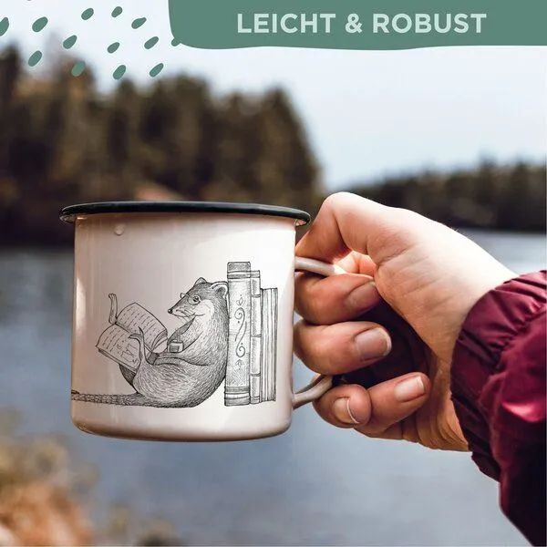 LIGARTI Emaille Tasse – Leseratte – LIGARTI Tiermanufaktur – Produktbild 4 von 4
