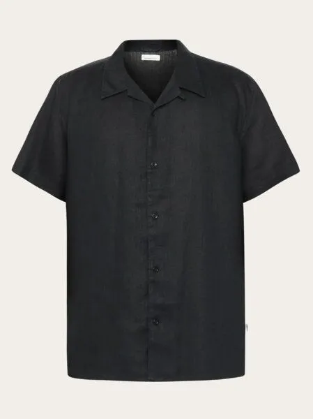 KnowledgeCotton Apparel KnowledgeCotton Apparel Box Fit Short Sleeved Linen Shirt, Black jet (schwarz), – Produktbild 1 von 4
