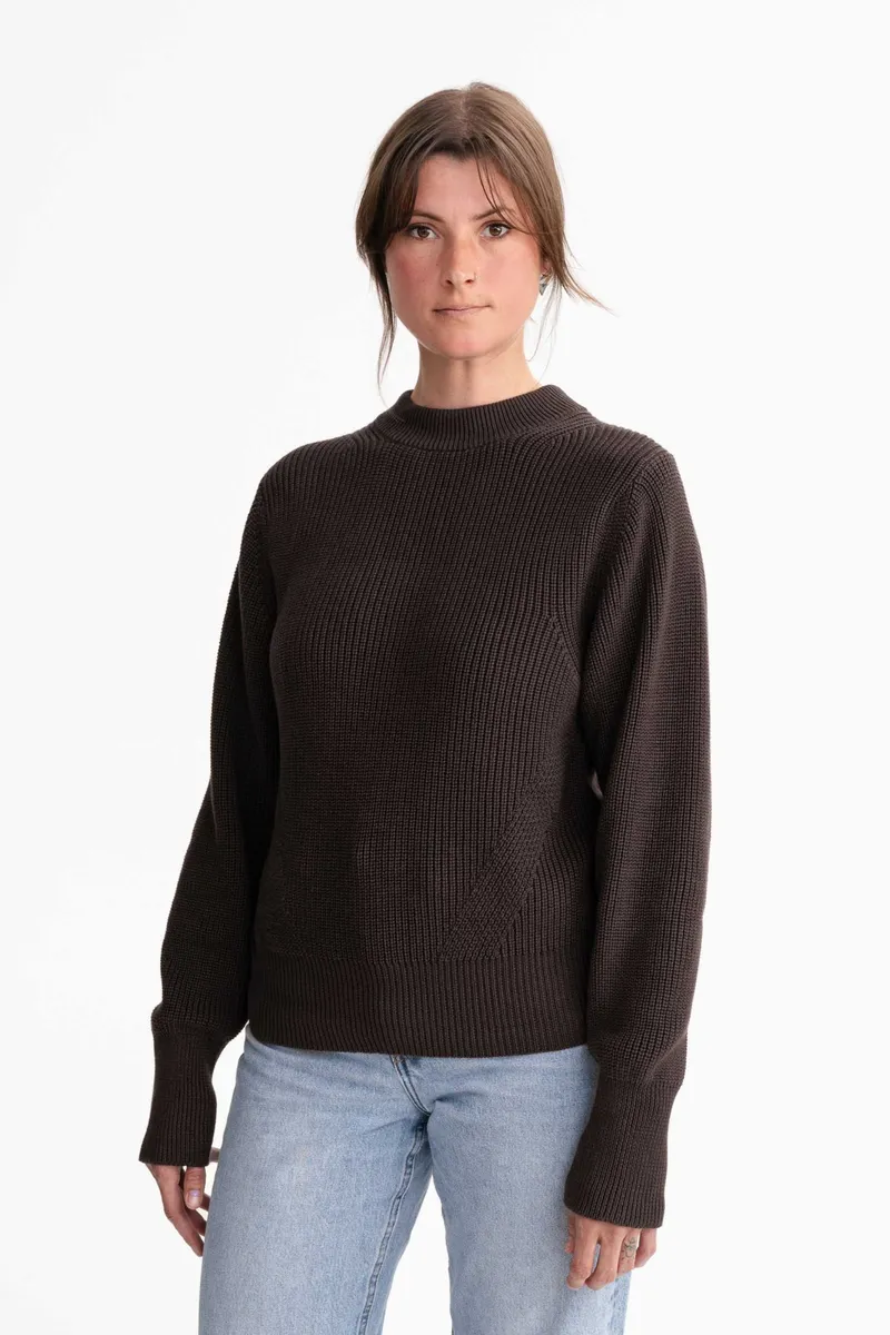 MELA MELA Damen vegan Strickpullover Riya Dunkelbraun, Dunkelbraun, – Produktbild 2 von 2