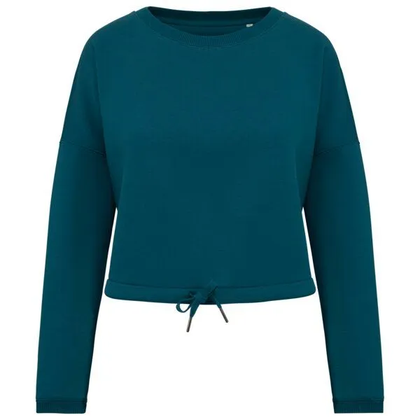 Greenspired Greenspired Umweltfreundliches cropped Oversize Damen Sweatshirt mit Rundhalsausschnitt 280g/m² XS- XL, Taubengrün, – Produktbild 1 von 2