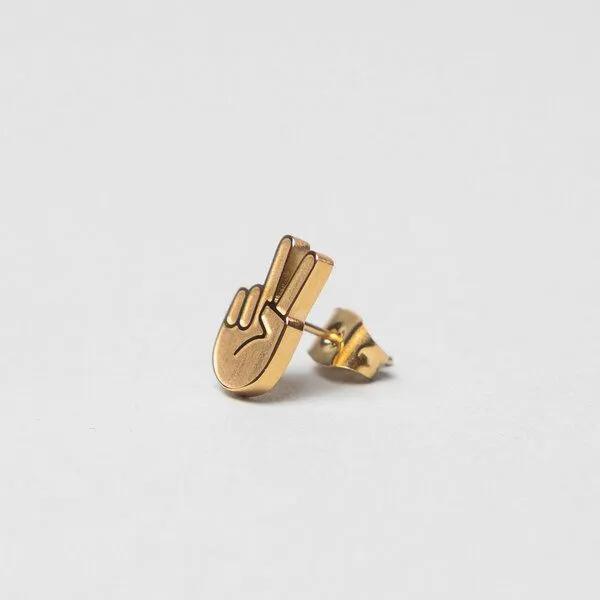 Fyngers Fyngers Ohrstecker aus chirurgischen Edelstahl hochglanzpoliert PEACE, Gold, – Produktbild 6 von 6