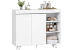 LuxusKollektion Badkommode Badezimmerschrank 2 Türen 3 offene Ablagen weiß 30x100x82 cm (1 St) – Produktbild 1 von 1