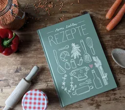 Eine der Guten Verlag Notizbuch Rezeptbuch - Meine liebsten Rezepte, mint, Großes A4 DIY Kochbuch zum Selberschreiben, Handlettering, Hardcover – Produktbild 1 von 1