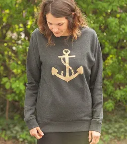 päfjes päfjes Goldener Anker Unisex Sweater - Dark Heather Grey – Produktbild 1 von 1
