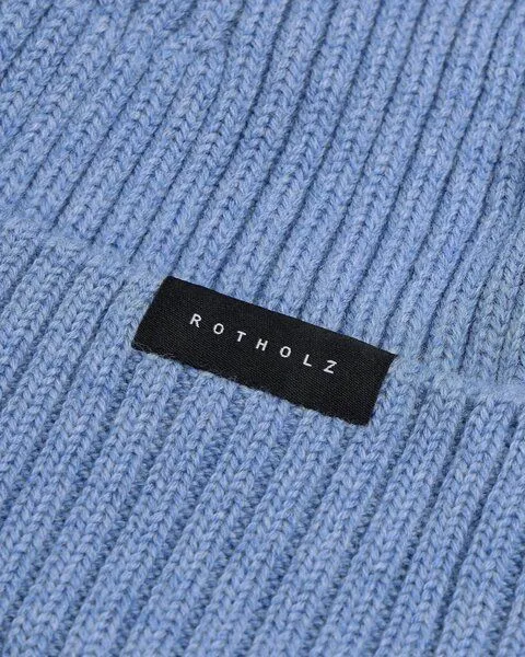 Rotholz Rotholz Mütze - Classic Ribbed Beanie - aus Wolle, Blau (washed blue), – Produktbild 3 von 4