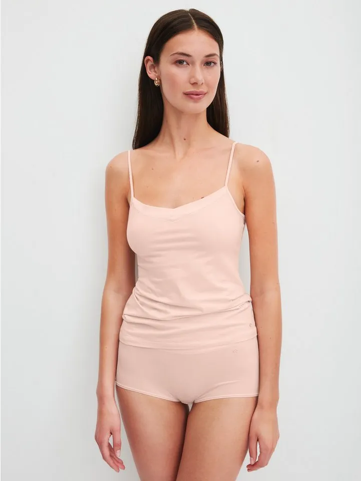 CALIDA CALIDA Spaghettitop Cate Satin-Einsatz, Single Jersey Qualität, elastisch, weich, feminin, Rosa, – Produktbild 3 von 5