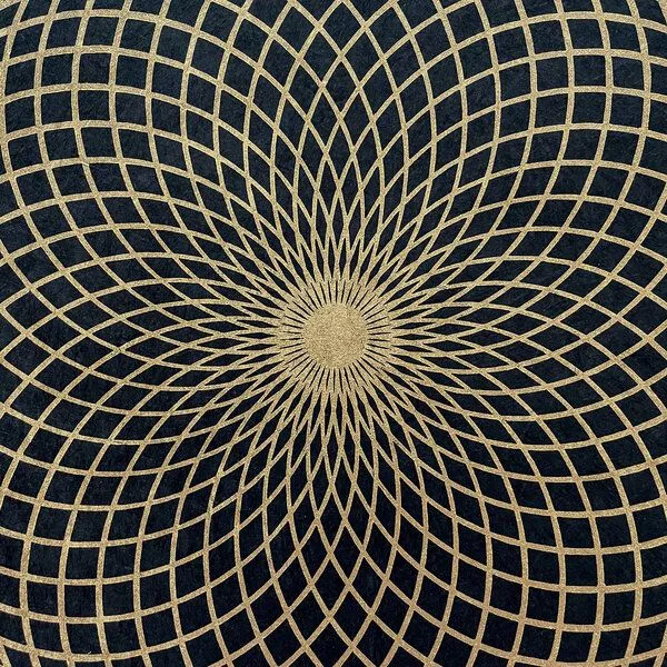 Veskor Cassiopeia Veskor Cassiopeia LOTUS DES LEBENS Heilige Geometrie Linoldruck | 40 x 40 cm | Gold auf Schwarz – Produktbild 2 von 4