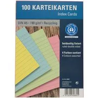 100 Karteikarten aus Recyclingkarton 190 g/m² DIN A5, farbig sortiert – Produktbild 1 von 1