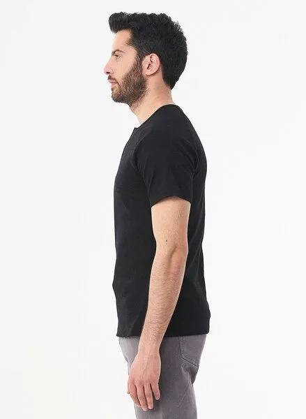 ORGANICATION ORGANICATION Henley-Shirt aus Bio-Baumwolle mit Raglanärmeln, Black, – Produktbild 3 von 4