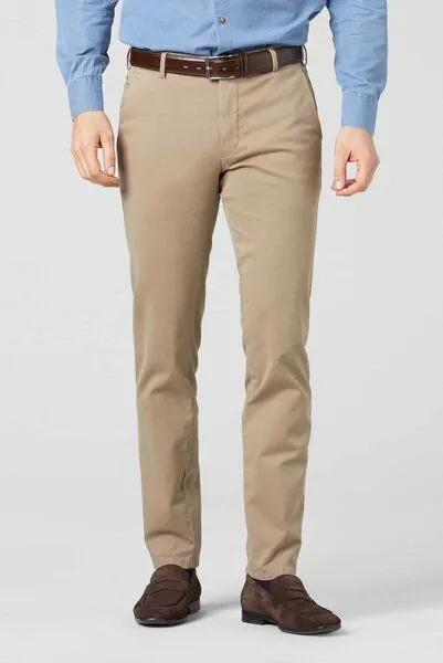 Meyer MEYER Pimacotton Super Stretch Satin Chino, Beige (beige), – Produktbild 1 von 4