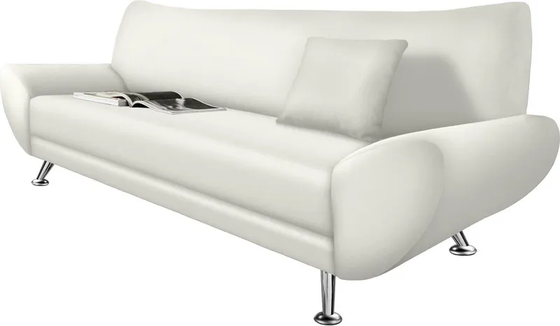 Home affaire 3-Sitzer Saltare elegant & komfortabel, toller Designfuß, bequem, Breite 205cm, Weiß, – Produktbild 2 von 5