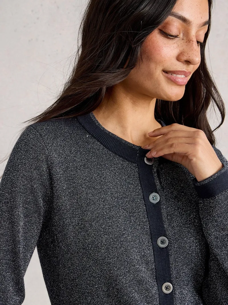 White Stuff Glitzernde Strickjacke Charlotte - 36, Dunkelmarine, – Produktbild 3 von 4