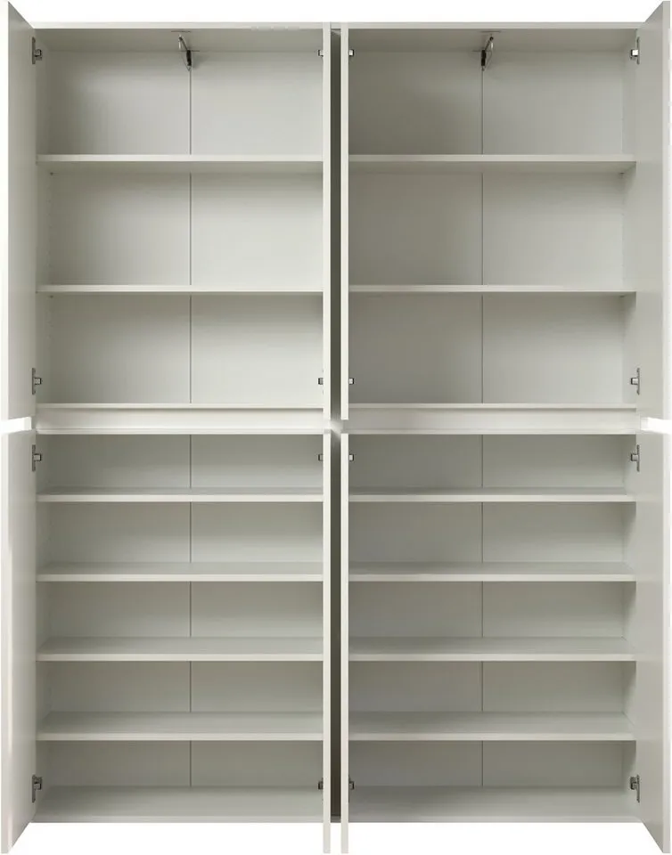 Home affaire Garderoben-Set Novara, (Komplett-Set, 2-St), Garderobenschränke mit insgesamt 16 Fächern - (B/T/H) 148/34/191 cm, Weiß, – Produktbild 4 von 5
