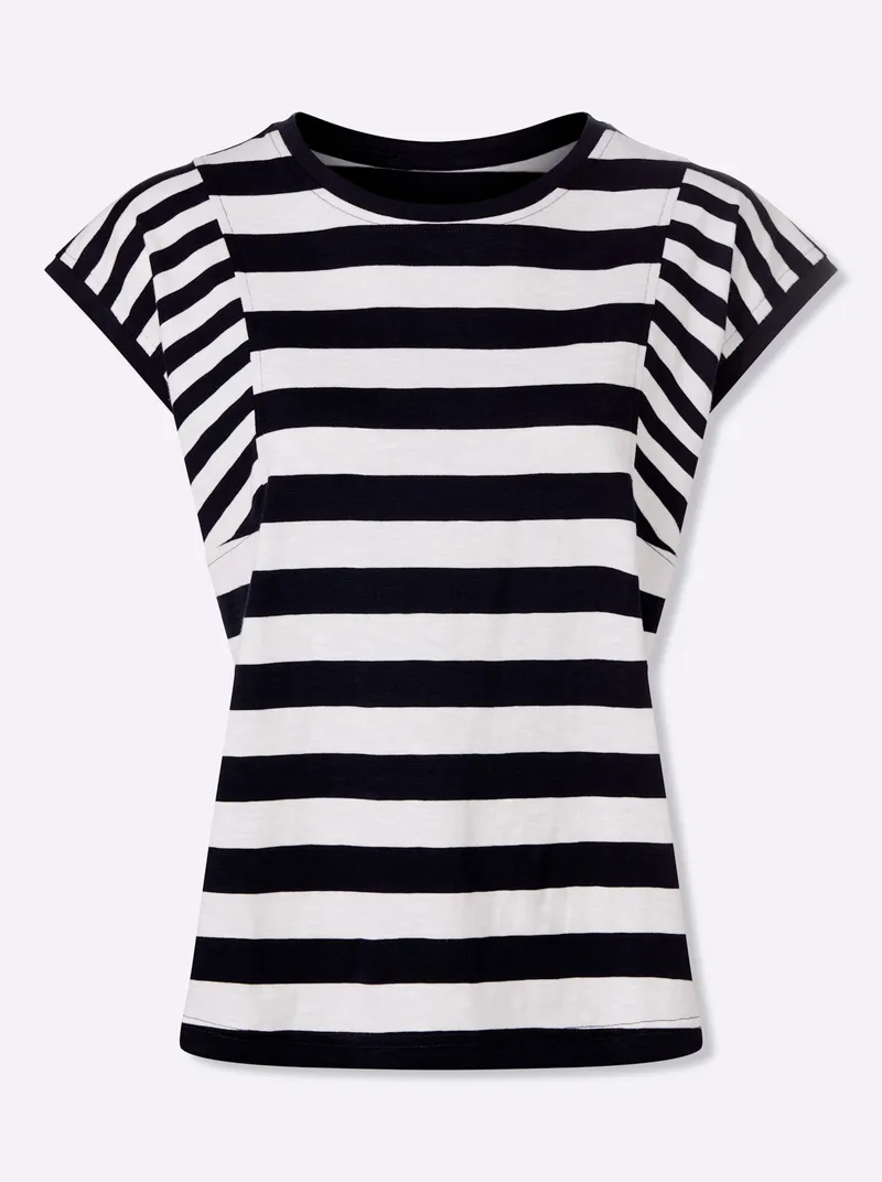 heine Streifenshirt marine-weiß-gestreift, Marine-weiß-gestreift, – Produktbild 1 von 2