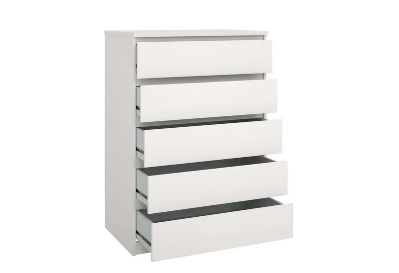 Home affaire Kommode Naia - 5 Schubladen & grifflose Front, Made in Denmark (Breite 77 cm / Höhe 111 cm, in mehreren Farben), Modern, skandinavisches Design, in mehreren Farben, Hoch, Weiß, – Produktbild 4 von 4