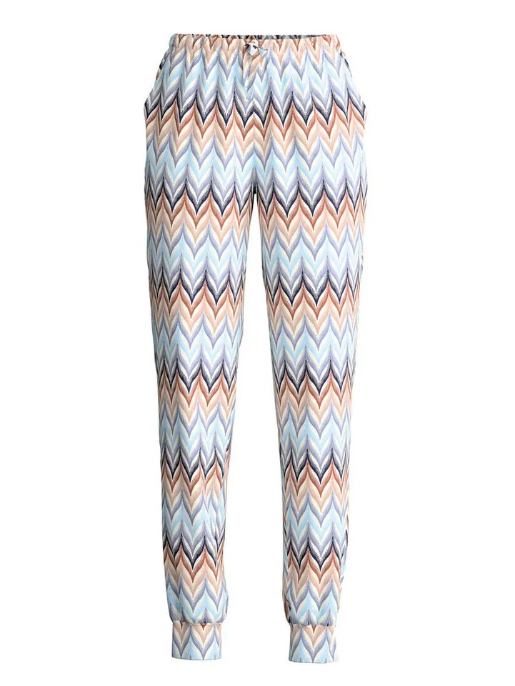CALIDA CALIDA Pyjamahose Favourites Tiles Damen (1-tlg) weiche Interlock-Qualität mit komfortablen Bündchen, Blau, – Produktbild 1 von 5
