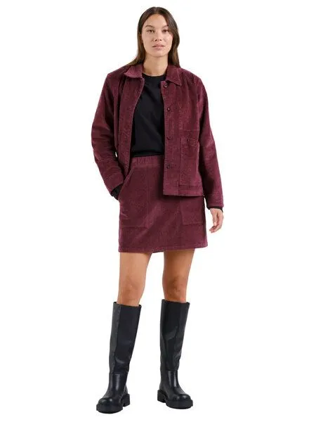 Dedicated DEDICATED Skirt Majorna Corduroy, Corduroy fig red, – Produktbild 4 von 4