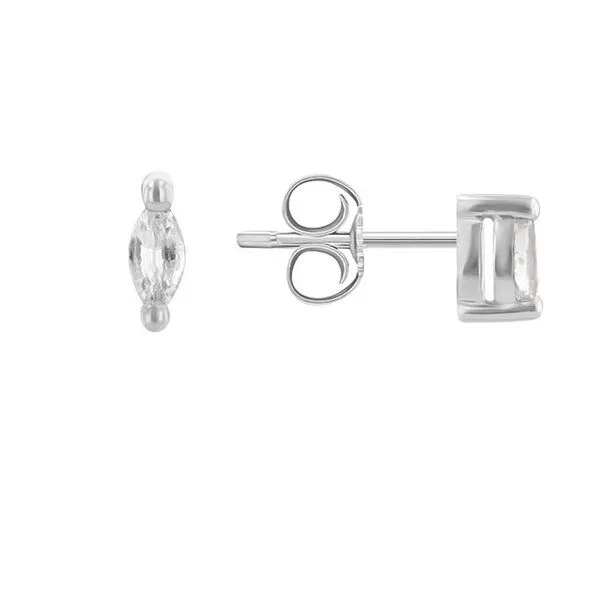 Eppi Eppi Minimalistische Ohrstecker mit weißen Saphiren Daina, Weiss, – Produktbild 3 von 4