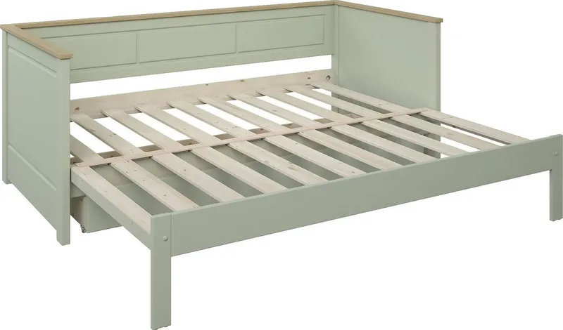 OTTO home Schubkasten "ERIK " nur passend zum Daybed "ERIK", massive Kiefer, auf Rollen, Grün, – Produktbild 5 von 5