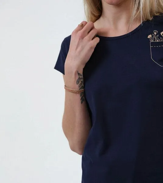 Gary Mash GARY MASH Shirt Asheville Blumengruß aus Biobaumwolle, Dunkelblau (blau), – Produktbild 3 von 4