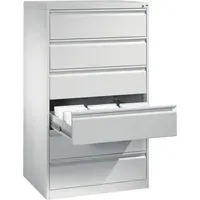 C+P C+P Karteikartenschrank dreibahnig, 6 Schubladen DIN A5 quer lichtgrau – Produktbild 3 von 3