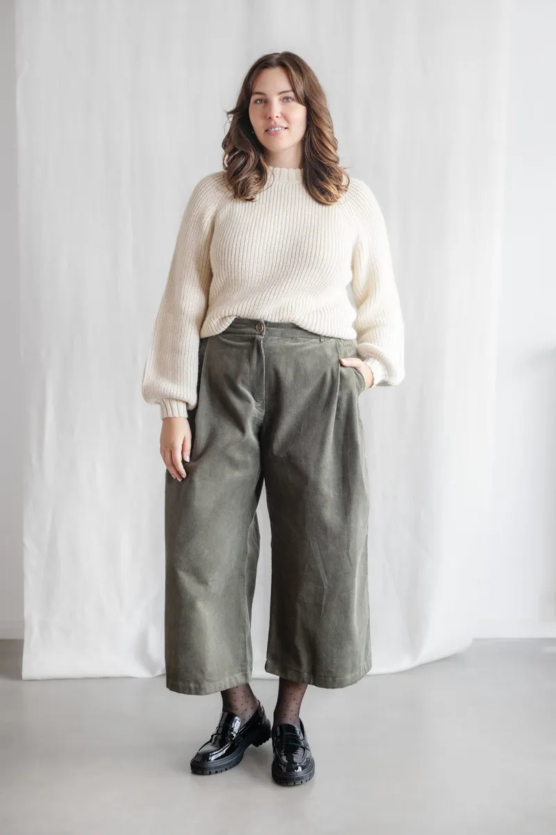 Jyoti - Fair Works Jyoti - Fair Works Damen vegan Culotte Awasi Pistazie Grün, Olivgrün, – Produktbild 2 von 2