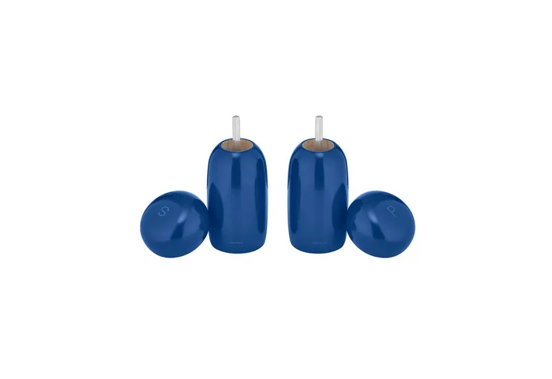 blomus Salz-/Pfeffermühle -MOLI- 2er Set, Gewürzmühlen, Streuer, Mühlenset: aus Holz manuell, FSC-zertifiziertes Eschenholz, Pflegeleicht, S/P Markierung, Blau, – Produktbild 2 von 4