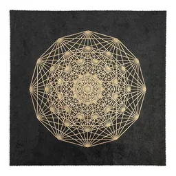 Veskor Cassiopeia Veskor Cassiopeia DEMIHEPTERAKT Heilige Geometrie Linoldruck | 40 × 40 cm | Gold auf Schwarz – Produktbild 1 von 1