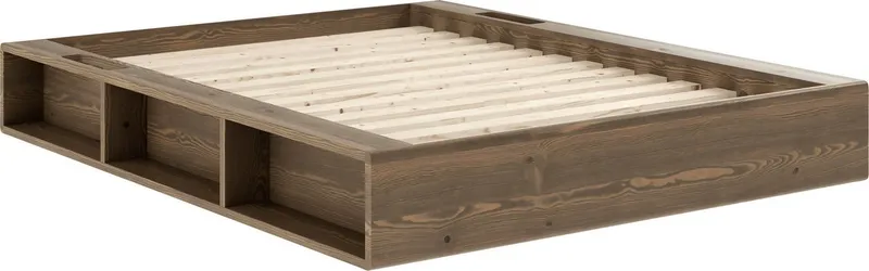 Karup Design Stauraumbett Ziggy Bed, Stauraumbett, FSC®-zertifiziertes Massivholz made in Europe (Erhältlich für Matratzen Breite 90, 120, 140, 160 oder 180 cm), mit 3 Ablagen, inklusive Lattenrost, ohne Matratze, mehrere Farben, Braun, – Produktbild 3 von 8