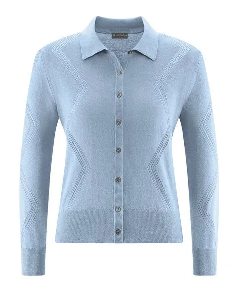 HempAge HempAge Melierte 3/4 Arm-Jacke Hanf/Biobaumwolle, Smoke (blau), – Produktbild 4 von 4