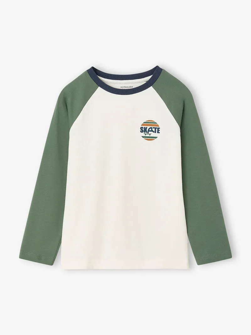 Vertbaudet Langarmshirt Jungen Colorblock, Salbeigrün, – Produktbild 2 von 5