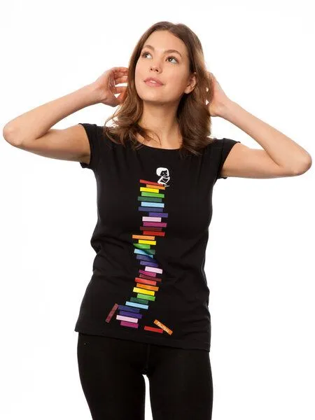 FellHerz FellHerz Damen T-Shirt Books Girl Bio Fair, Black (schwarz), – Produktbild 4 von 4