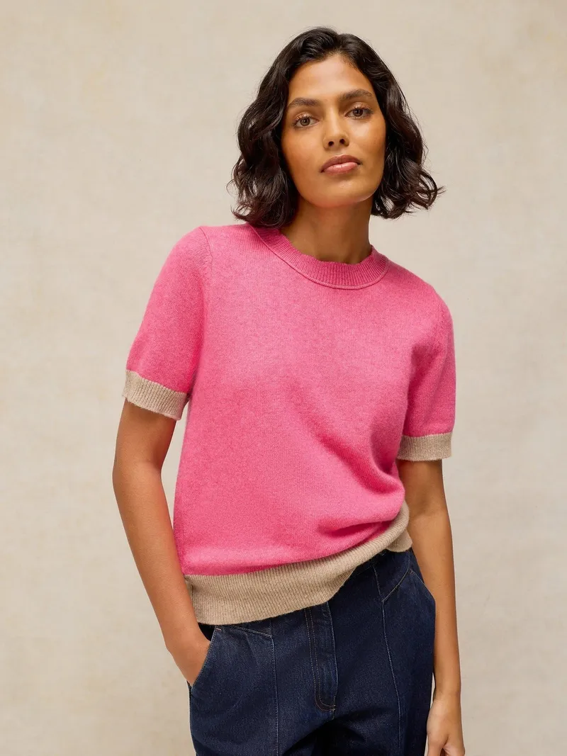 White Stuff Strick-T-Shirt Sansa - 38, Rosa multi, – Produktbild 3 von 4