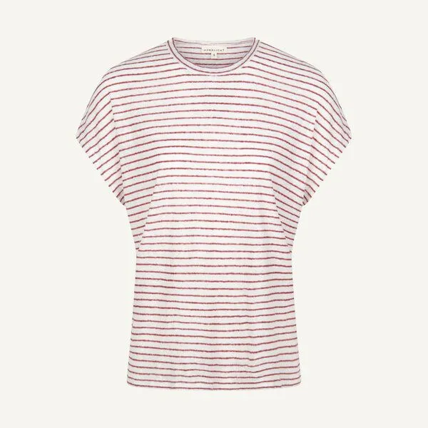 NORDLICHT NORDLICHT Blau gestreiftes T-Shirt aus 100% Leinen ISA, Rot, – Produktbild 1 von 3