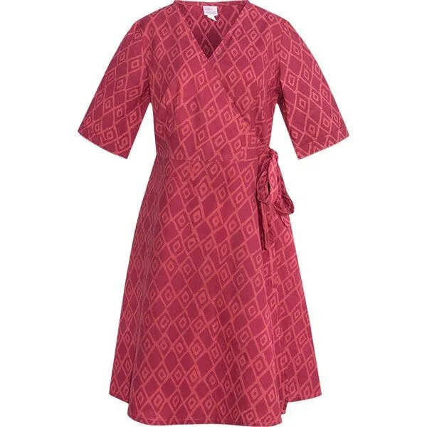 Global Mamas Global Mamas Bio Sommer- & Herbstkleider - WRAP - Ocean Tropics/Canopy Charcoal/Argyle Wine, Rot, – Produktbild 1 von 3