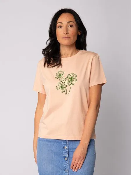 watapparel watapparel T-Shirt Frauen Glücksklee, Fraiche peche, – Produktbild 1 von 4