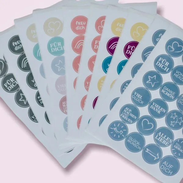 Fines Papeterie Fines Papeterie 24 Geschenk Aufkleber mit verschiedenen Motiven, Knallig bunt, – Produktbild 1 von 4