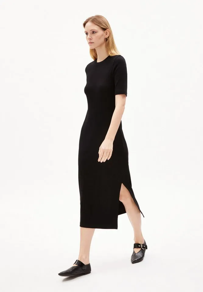 ARMEDANGELS ARMEDANGELS Maxikleid SEHAARAA Ripp-Jerseykleid aus Bio-Baumwoll Mix Fitted, Schwarz, – Produktbild 1 von 5