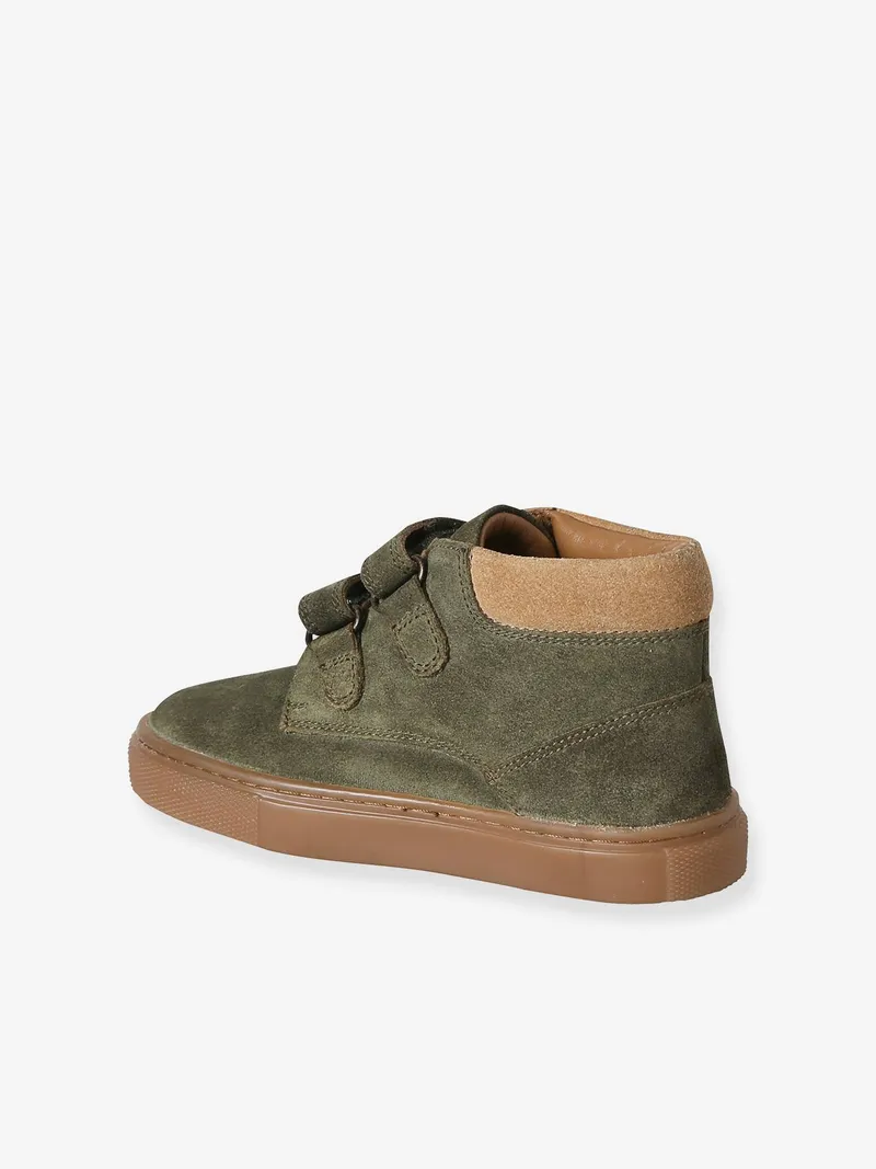 Vertbaudet Vertbaudet Jungen Klett-Sneakers aus Leder, Khaki, – Produktbild 3 von 4