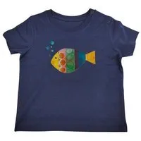 MelaDi Meladi Kinder Baby-Shirt aus Biobaumwolle - Fisch auf Navy Blue – Produktbild 1 von 1
